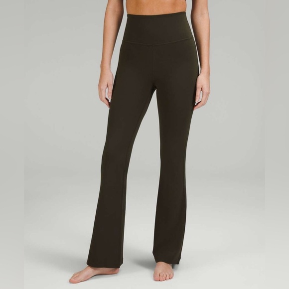 Lululemon Groove Nulu SHR Super High-Rise Flare Pant Dark Olive Army Green sz 14 - Picture 2 of 9